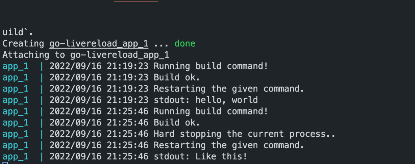 Terminal output updated