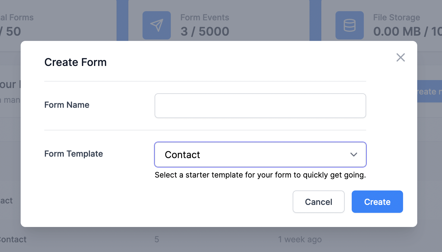Formie: Selecting a form template