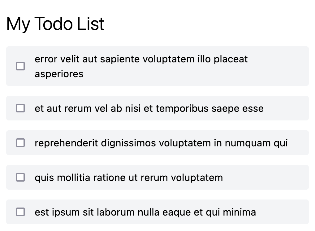 Rendered todo list