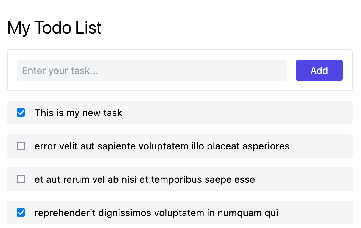 Checking off items in the todo list